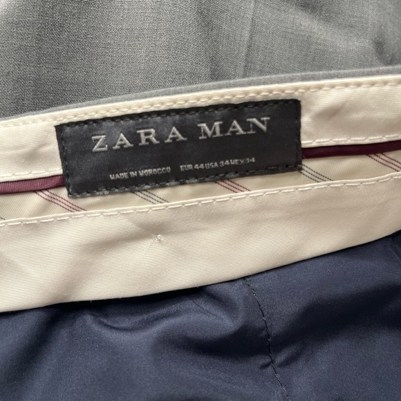 Zara Man Men’s Grey Suit Blazer & Pants 36” Jacket 36” Shoulder, pant inseam - Picture 9 of 16